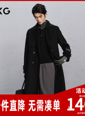 GXG男装 商场同款全羊毛通勤长大衣24冬G24X264024