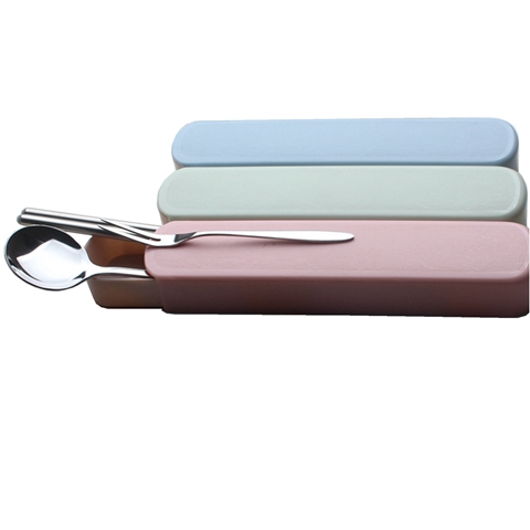 时尚创意韩式不锈钢便携餐具4件套 学生可爱筷子盒勺子儿童套装