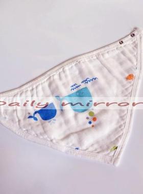 6层8层竹纤维纯棉婴儿三角巾口水巾按扣纱布新生儿宝宝围嘴围巾