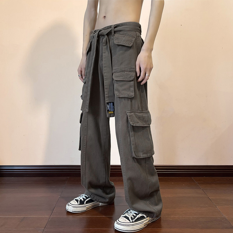 工装裤子男夏季设计感小众多口袋休闲裤hiphop高街潮牌休闲拖地裤