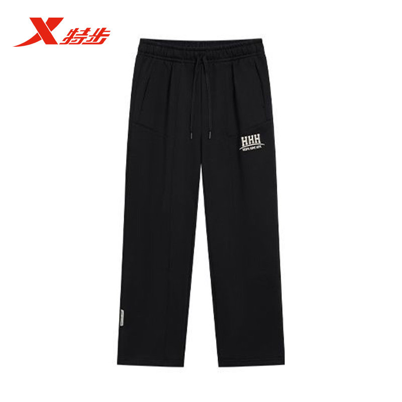 特步针织加绒长裤男款2025冬季新款舒适保暖简约百搭休闲运动裤子