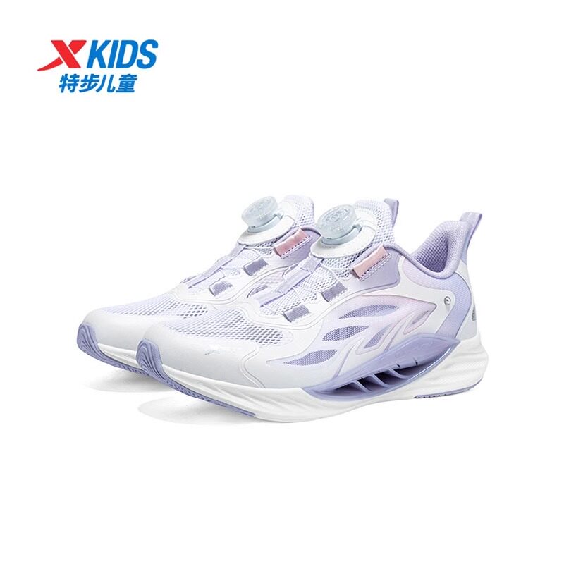 特步儿童2025夏款女大童氢风单网面透气运动跑步鞋 675214114008