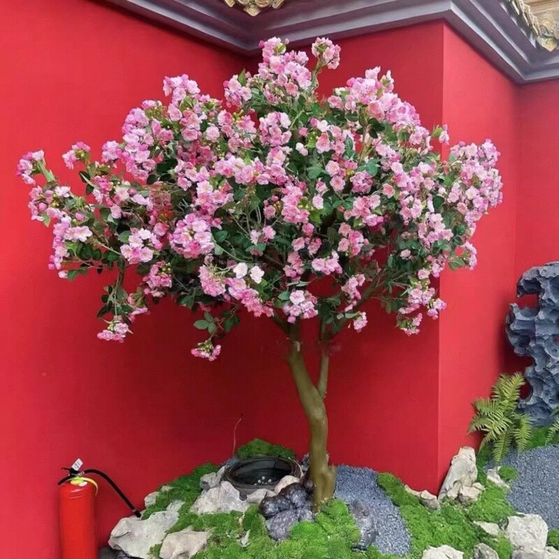 仿真海棠花树苹果花枝桂花树假花树绢花中式客厅假树装饰造景摆件图片