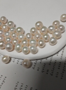 裸珠天然淡水珍珠鸡蛋近圆散珠金色半成品3mm4mm5mm6mm8mm9mm