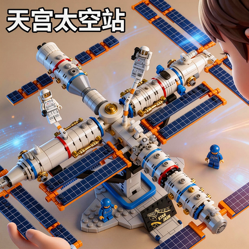 天宫航天卫星空间站积木玩具礼品