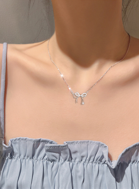 EPUU蝴蝶结纯银项链女