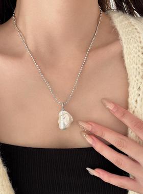 天然淡水小众法式复古轻奢项链