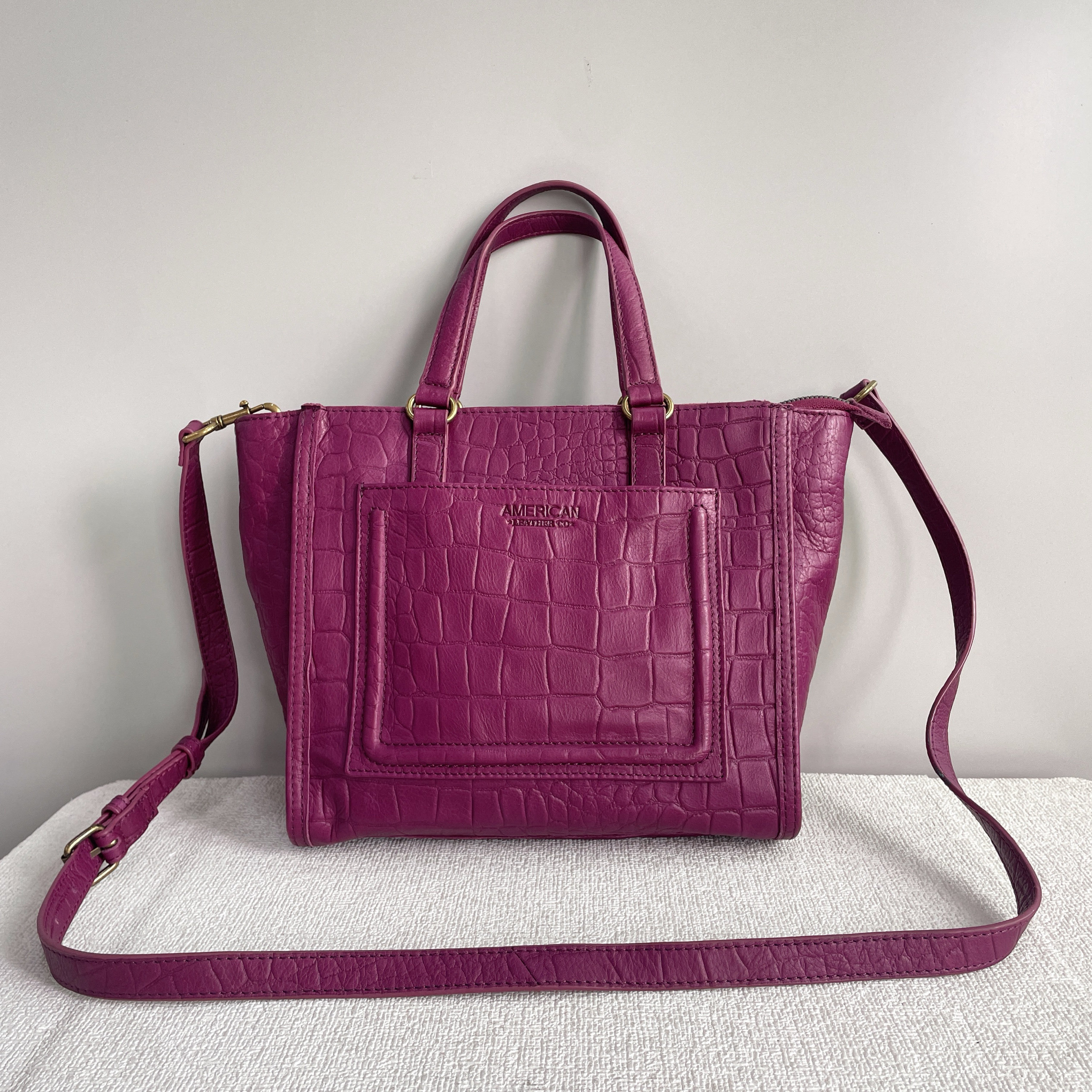 外贸样板包出美国AMERICANLEATHERCO柔软细腻纯牛皮手提斜挎包