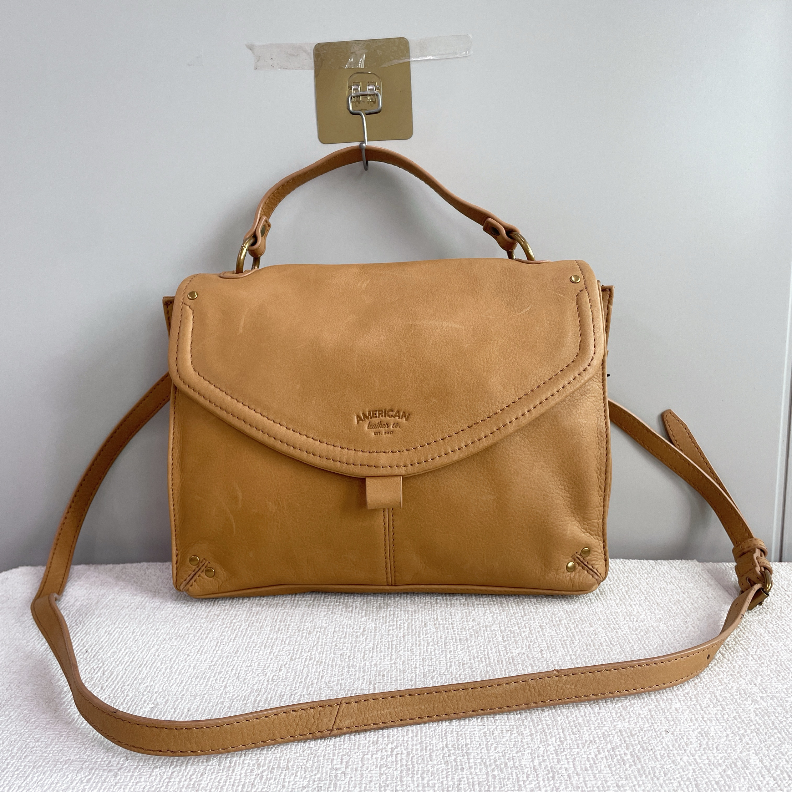 外贸样板包出美国AMERICANLEATHERCO柔软细腻纯牛皮手提斜挎包