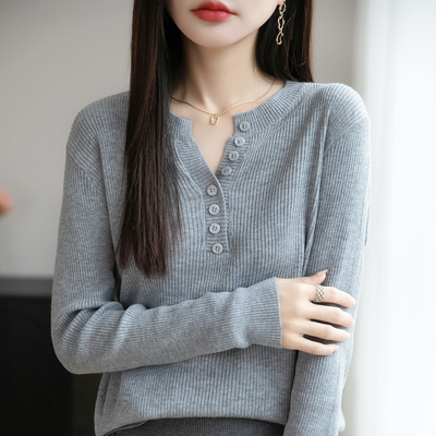 法式轻奢半开领针织衫女