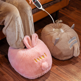 冬季 毛绒暖脚神器办公室暖脚宝加热女生宿舍捂脚插电暖足桌下取暖