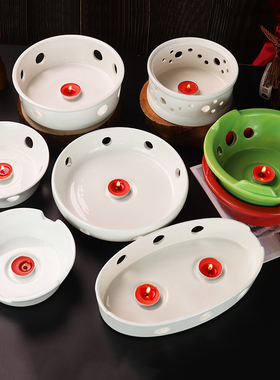 纯白陶瓷炉炖盅炉座蜡烛炉温茶暖茶炉熏香加热炉鱼盘炉底座保温炉