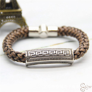 欧美饰品磁铁扣手链情侣手环跨境配饰wish皮绳回形皮革