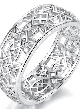 健杰wish欧美跨境创业微镶锆石戒指 精美的镂空花朵情侣戒指批发