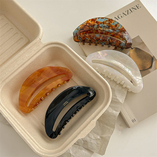 原创法式气质醋酸发夹盘发抓夹大号鲨鱼夹高级感百搭头饰ins发夾