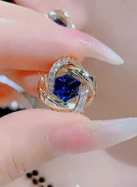 高级感蓝色方糖一克拉耳夹耳环女设计感网红百搭耳饰2023新款耳坠