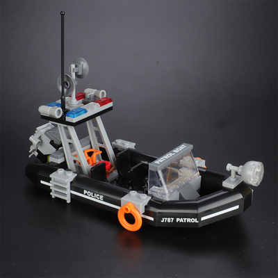 托比狮巡逻执法艇小颗粒拼装益智