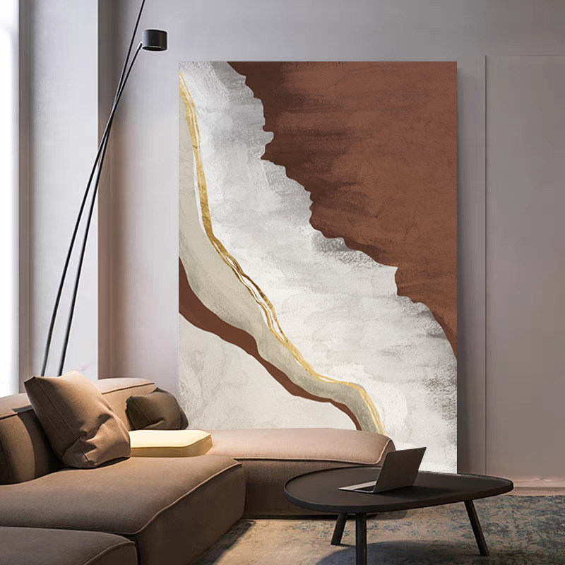 prds.art原创手绘抽象油画侘寂风客厅挂画现代立体肌理玄关装饰画