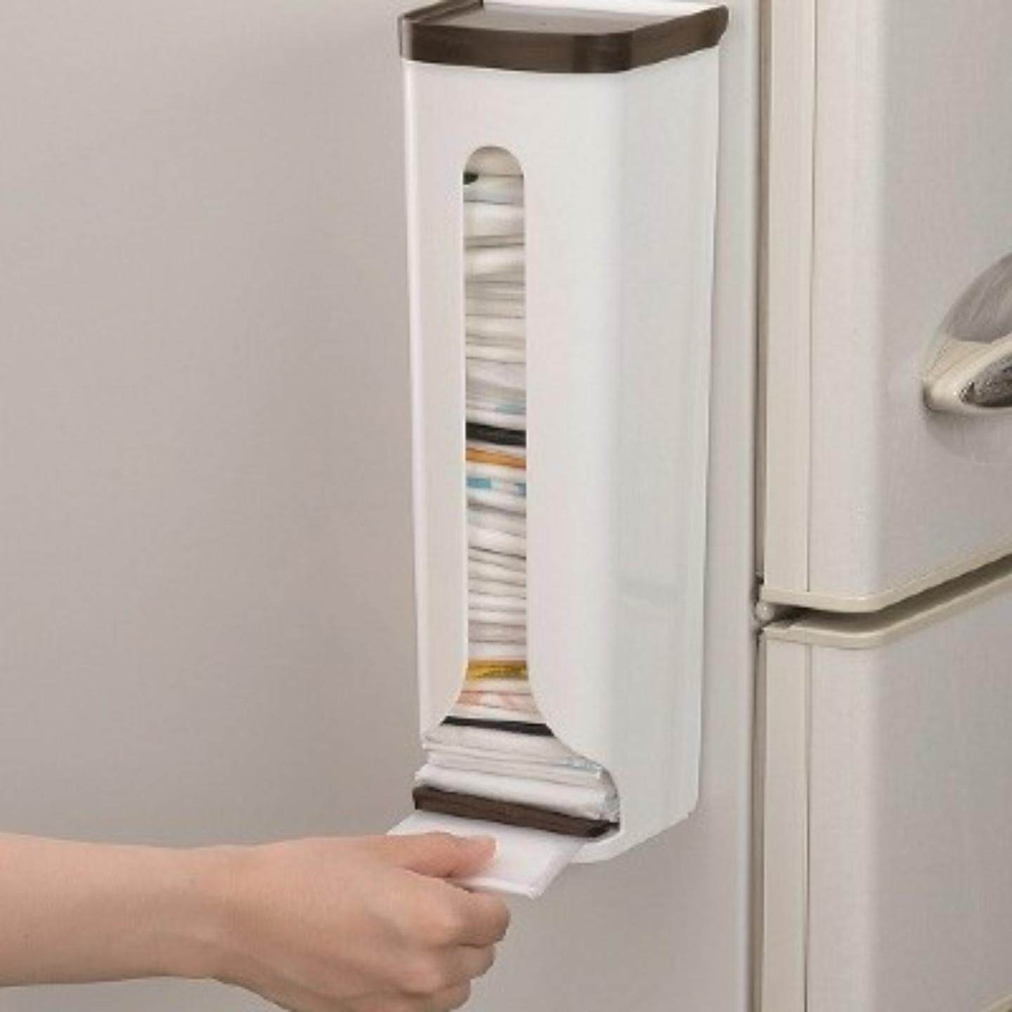 日本进口创意厨房垃圾袋收纳盒 塑料袋购物袋收纳盒挂壁式收纳架