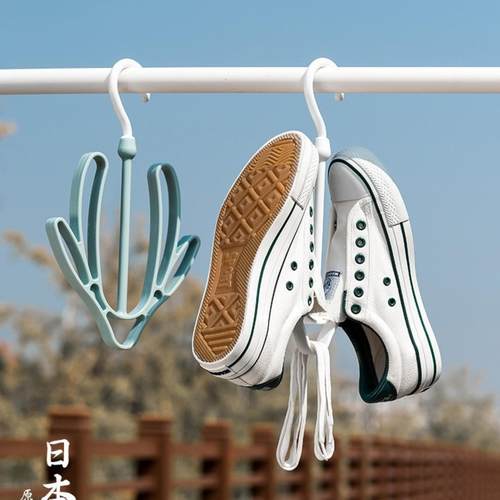 日本进口阳台晒鞋架室外防风家用多功能窗外晾鞋子小型挂钩凉衣架