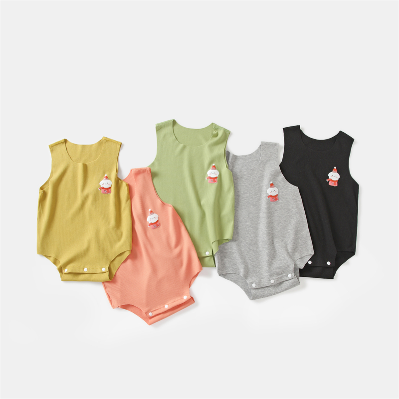 婴儿包屁衣男女宝宝莫代尔睡衣薄款夏季三角爬服无袖连体哈衣夏装