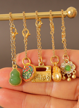 Dollhouse微缩娃娃屋迷你仿真长命锁娃娃配饰项链装饰OB11小布BJD