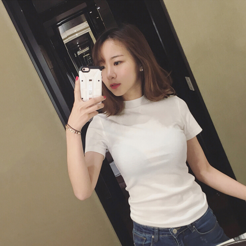 半高领短袖t恤女春秋2019新款学生修身打底衫韩版纯色紧身上衣夏|msdalam kategori Butik wanita / wanita, baju-T - dari Buy2taobao.com untuk memberikan perkhidmatan ejen Taobao profesional membeli