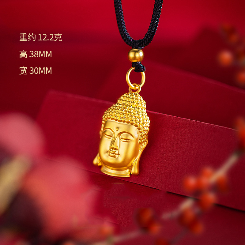 越南沙金吊坠男士硬金关公狼牙龙