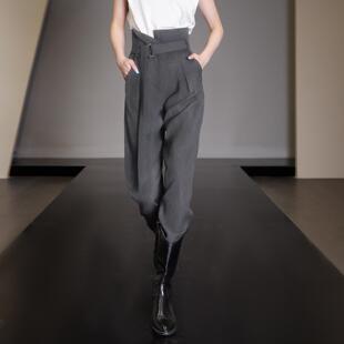女气质显瘦2025新款 萝卜裤 春秋季 时尚 休闲垮裤 欧货高腰灰色哈伦裤