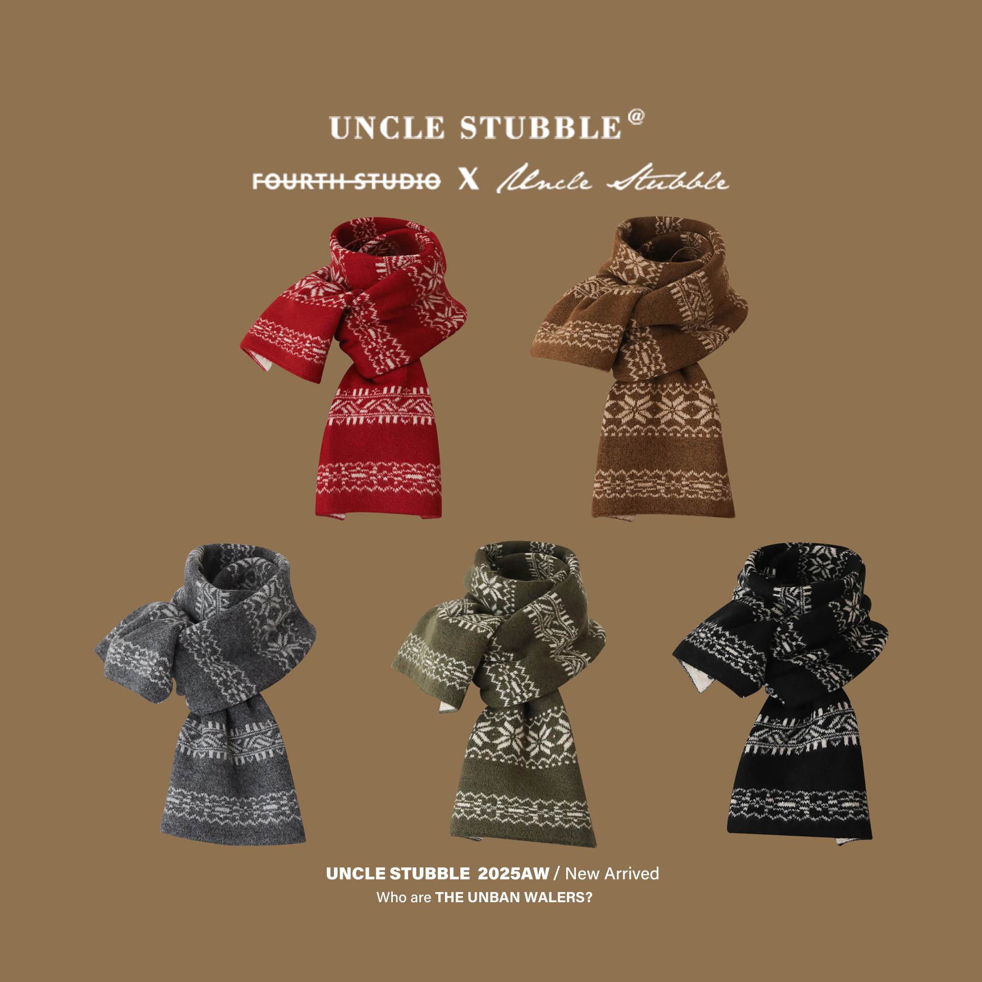 含羊毛提花围巾双面戴男女情侣费尔岛保暖围脖冬季灰色高级披肩冬