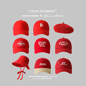 2025新款 夏天 红色棒球帽学生情侣百搭鸭舌帽户外遮阳渔夫帽子女款