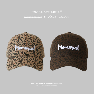 复古街头帽子女生 立体绣鸭舌帽美式 时髦辣妹风豹纹棒球帽时尚 个性