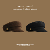 女生海军风帽子韩系千金小香风复古报童秋冬高级感气质平顶八角帽