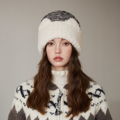 秋冬甜美猫耳加绒护耳针织帽