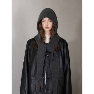 韩系时尚巴拉克拉法帽女秋冬加厚保暖毛线帽连帽围脖一体针织帽男