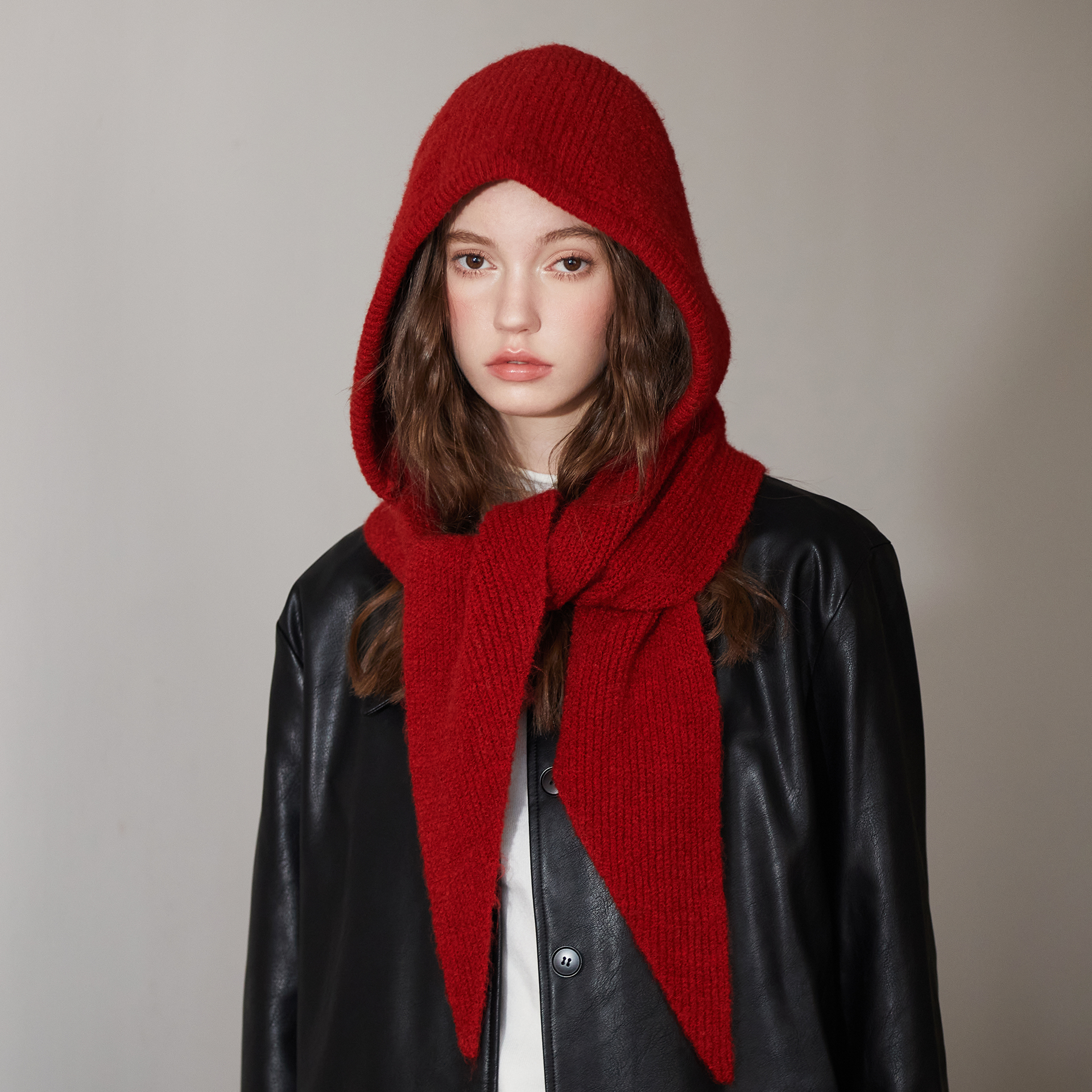 红色巴拉克拉法帽冬季护耳小红帽