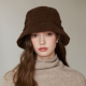 咖啡色宽帽檐台灯帽女生气质款 简约百搭灯芯绒渔夫帽秋冬素颜盆帽