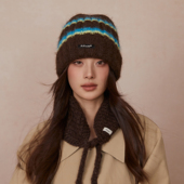 秋冬厚实保暖针织帽男女日系复古拼色条纹毛线帽情侣时尚 套头冷帽