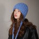 冬季 蓝色显白针织雷锋帽女韩系洋气毛线帽防寒保暖护耳包头帽冷帽