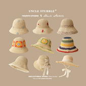 法式 蕾丝拉菲草帽女生春夏出游大帽檐防晒渔夫帽海边沙滩遮阳帽子