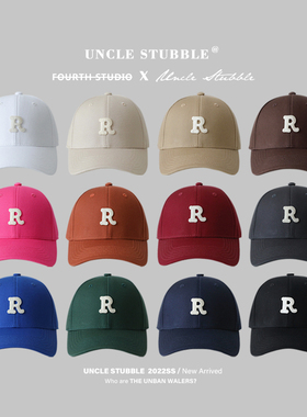 胡茬叔叔原创硬顶棒球帽男经典R标高品质帽子女宽檐显脸小鸭舌帽