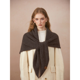 咖啡色保暖大披肩2025新款三角巾含羊毛亲肤针织围巾纯色围脖女生