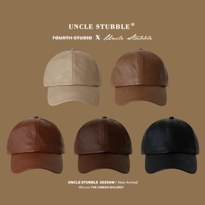 pu皮质棒球帽秋冬复古美拉德