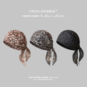 辣妹风豹纹包头头巾美式 双面印花披肩丝巾领结 复古三角巾春夏薄款