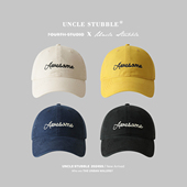 韩系精梳棉黄色棒球帽女生百搭宽檐防晒帽子时尚 情侣软顶鸭舌帽男