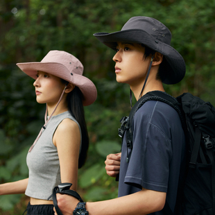 可折叠速干防水渔夫帽男户外西部牛仔风登山帽轻薄透气防晒盆帽女