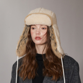 2025羊羔绒雷锋帽冬季 日系户外骑车加厚毛绒防寒护耳保暖飞行帽女