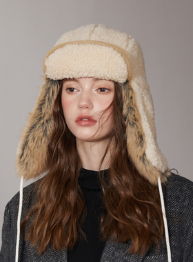 2025羊羔绒雷锋帽冬季日系户外骑车加厚毛绒防寒护耳保暖飞行帽女