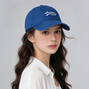 显白宝蓝色棒球帽原创设计英文刺绣鸭舌帽男女情侣韩系百搭遮阳帽