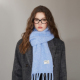 韩系氛围感流苏围巾女生亲肤蓝色显白冬季 加厚防寒保暖情侣围脖男